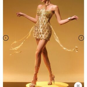 Gold Sequin Mini Dress